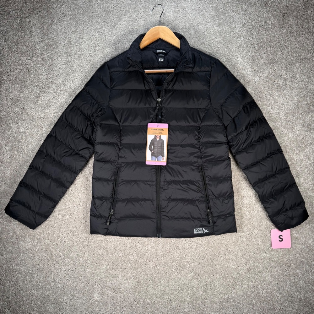 Eddie Bauer Women's S Black Down Packable Jacket 650 Fill StormRepel EB010708
